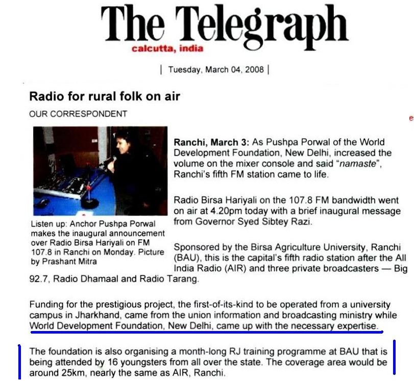 Community Radio Station Birsa-Telegraph News